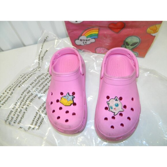 Pink Crocs Jibbitz Charm Clogs Kids Size J2 Durable Lightweight Shoes - Picture 2 of 8